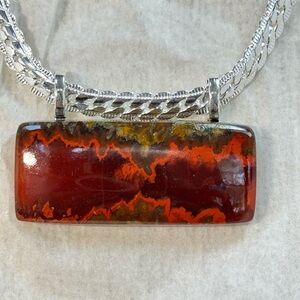 Natural Moroccan Seam Agate on a stunning flat chain!